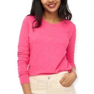 J. CREW FACTORY Vibrant Pink Long Sleeve Girlfriend Tee